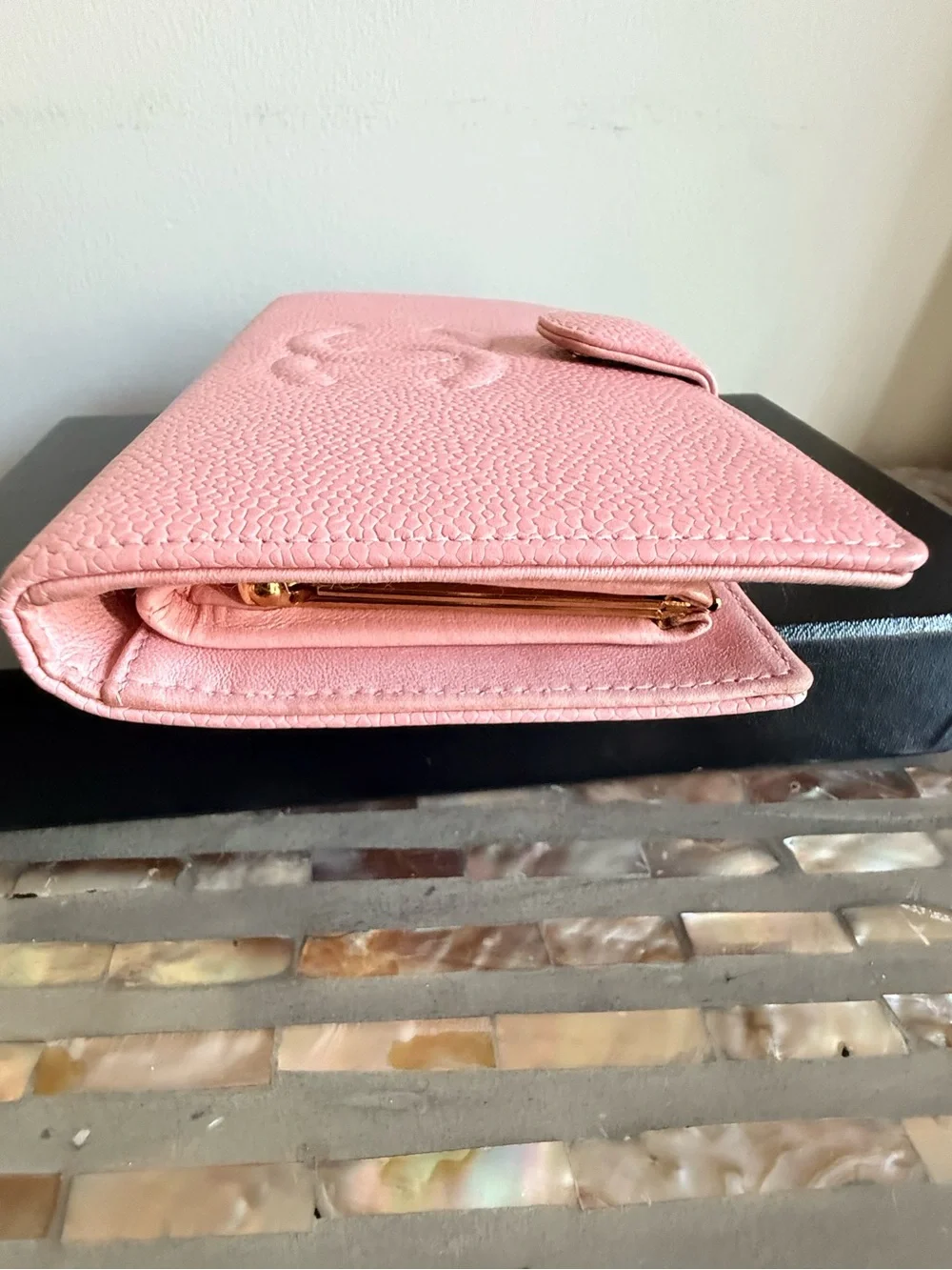 CHANEL pink leather